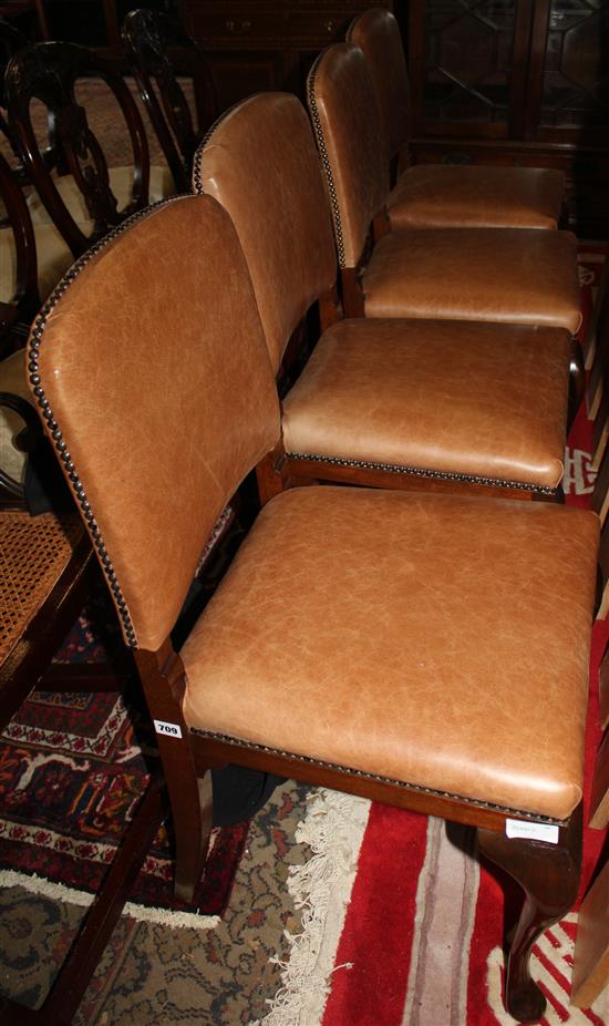 Set 4 leather dining chairs(-)